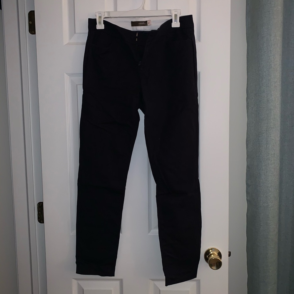 Navy blue skinny dress pants